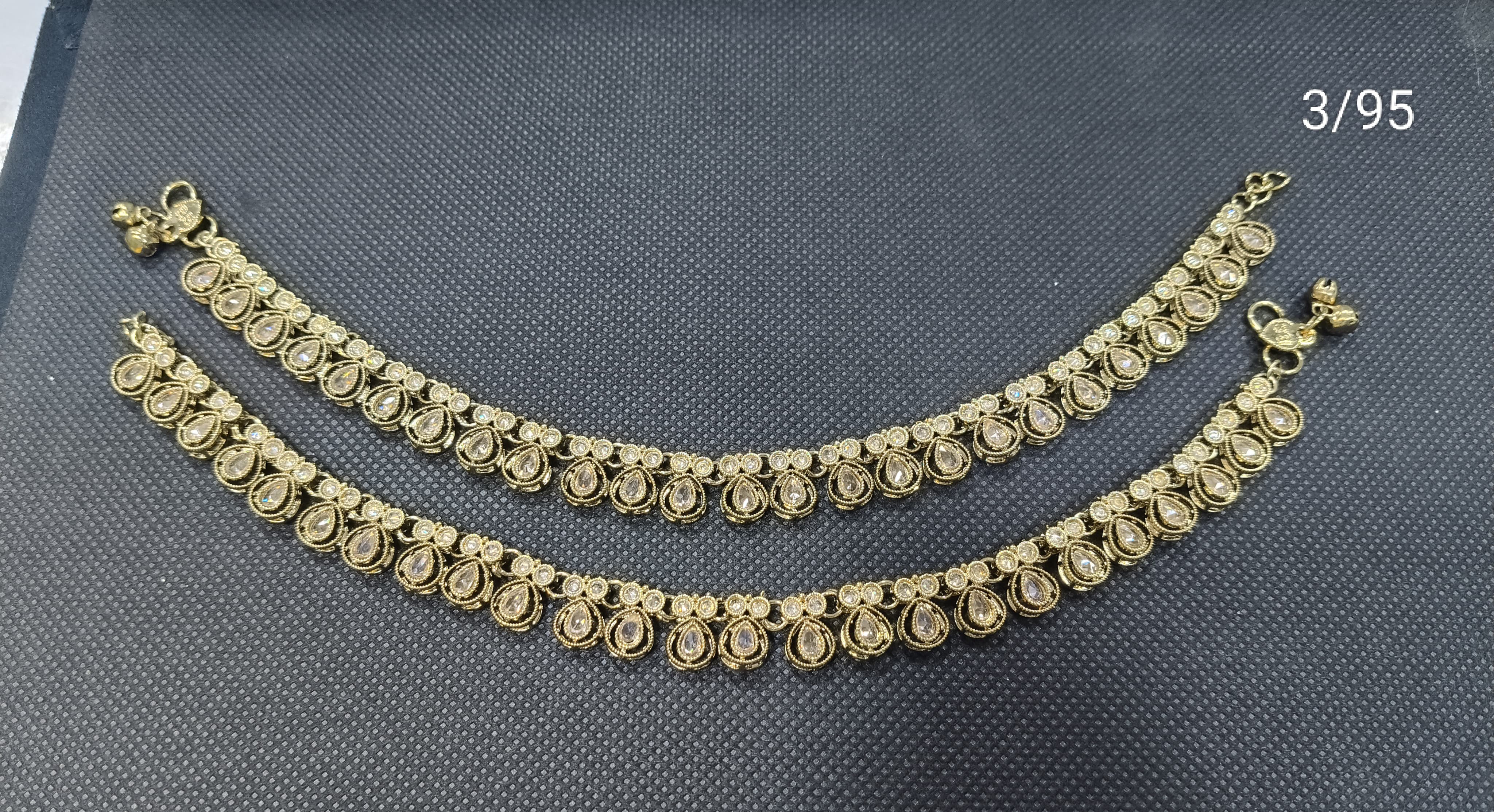 Traditional Pearl Cluster Anklet Set with Floral Stone Design – Bridal & Festive Wear